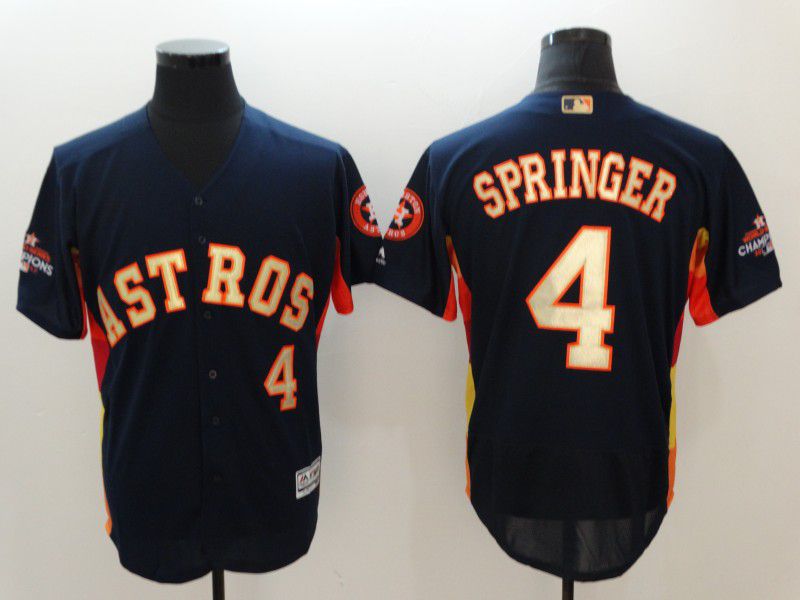 Men Houston Astros #4 Springer Blue Elite Champion Edition MLB Jerseys->->MLB Jersey